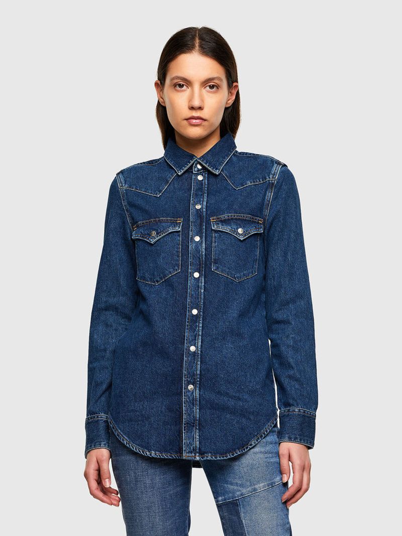 Camisa Diesel De-Ringy Mulher - Azuis Escuro FSYKC-6302